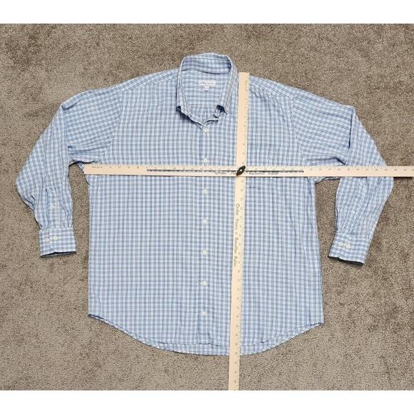 Mens Peter Millar Button Down Shirt Blue Checkered XL With Pocket - Picture 5 of 7